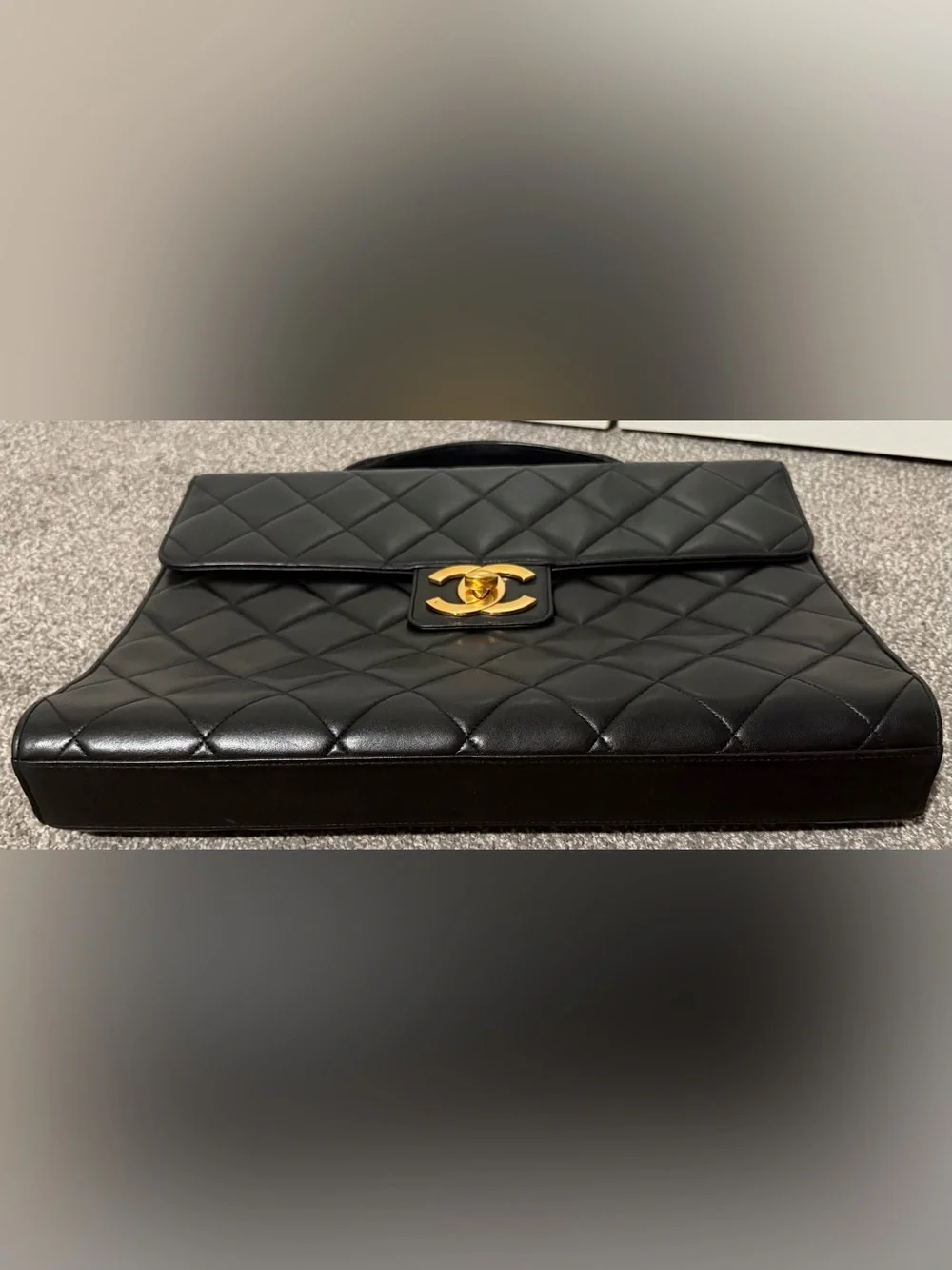 Chanel Gold HW Black Quilted Top Handle Business Bag